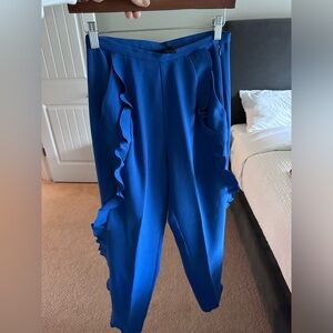 French connection ruffles pants, size 4, royal blue